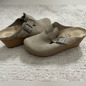 Papillio Birkenstock Fanny Suede Heeled Clogs